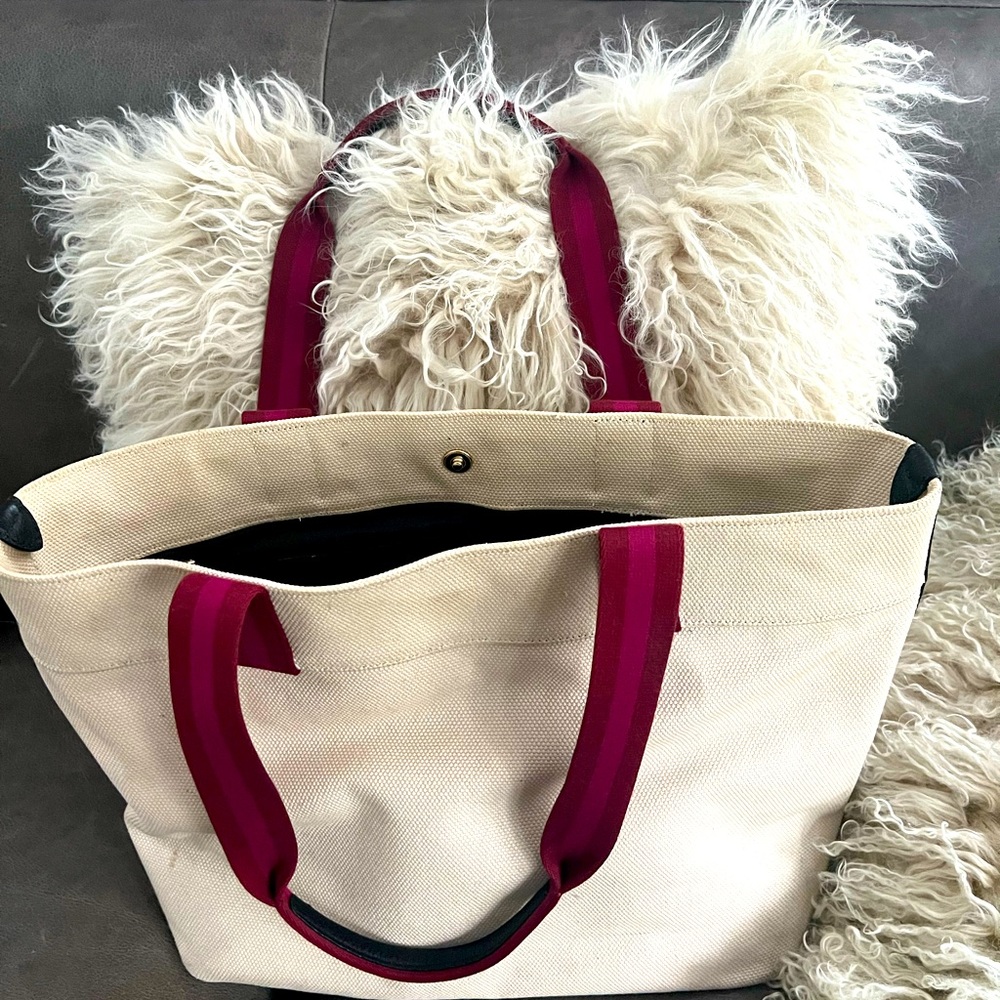 Coach Cream Tote with Pink Handles - Picture 6 of 12